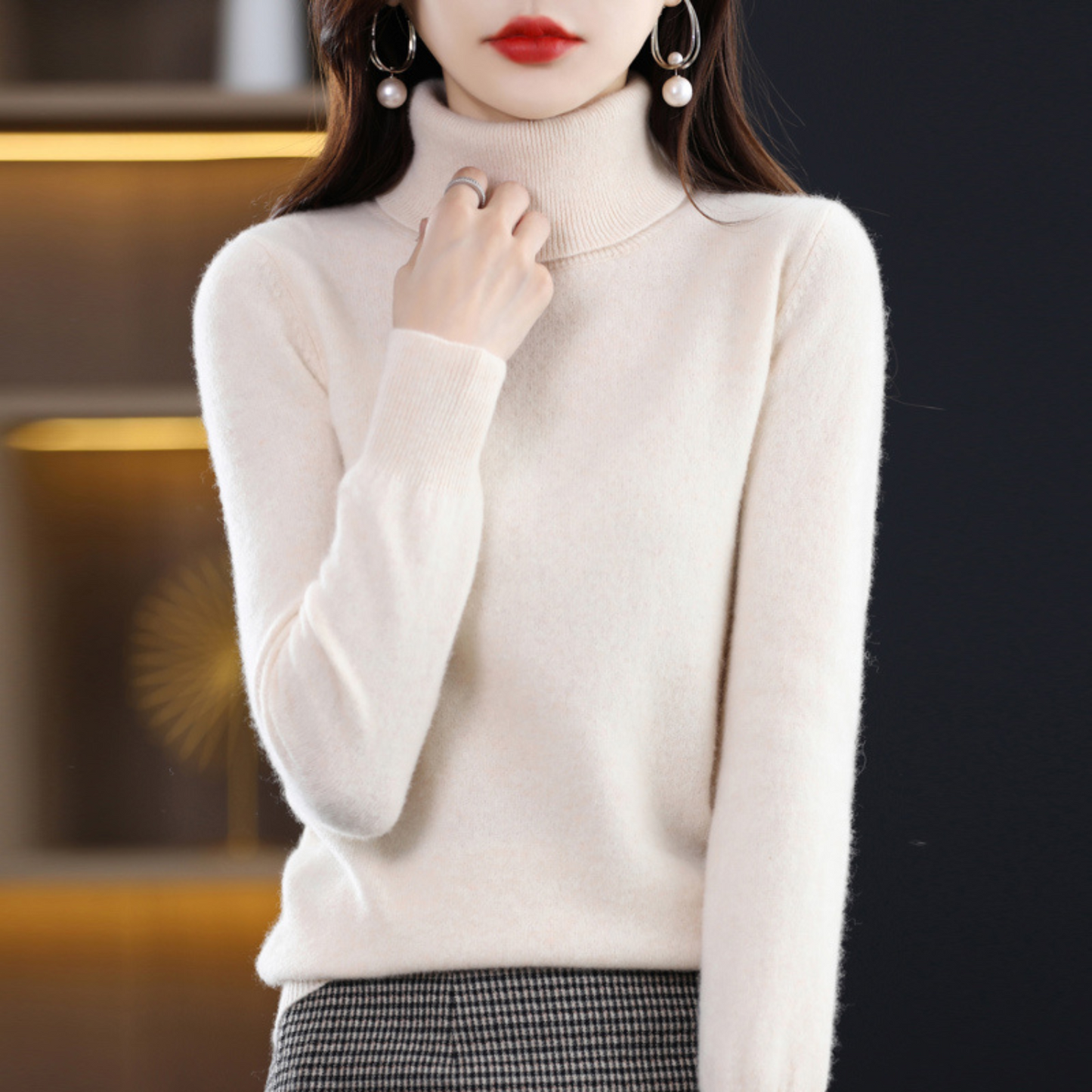 Pull Cachemire Doux pour Femme - Col Roulé Confortable et Léger