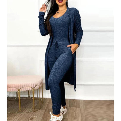 Tenue Sport Féminine Marine Avec Gilet Long et Pantalon Sport - LuxeStyle