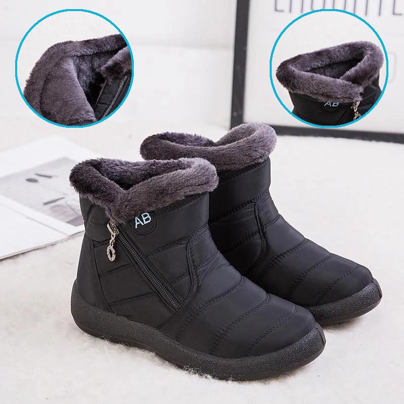 Bottes Hiver Étanches Noires Fourrure Chaude