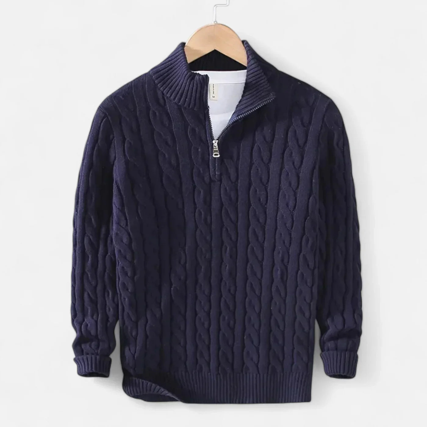 Pull Col Roulé Zippé Homme – Maille Douce Épaisse & Coupe Dégagée Chic