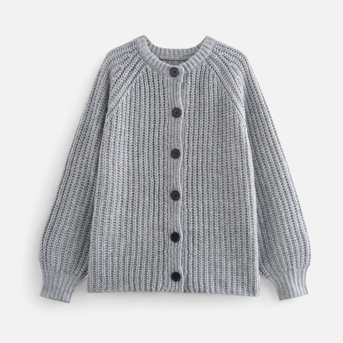 Gilet femme maille épais boutonné gris foncé - LuxeStyle