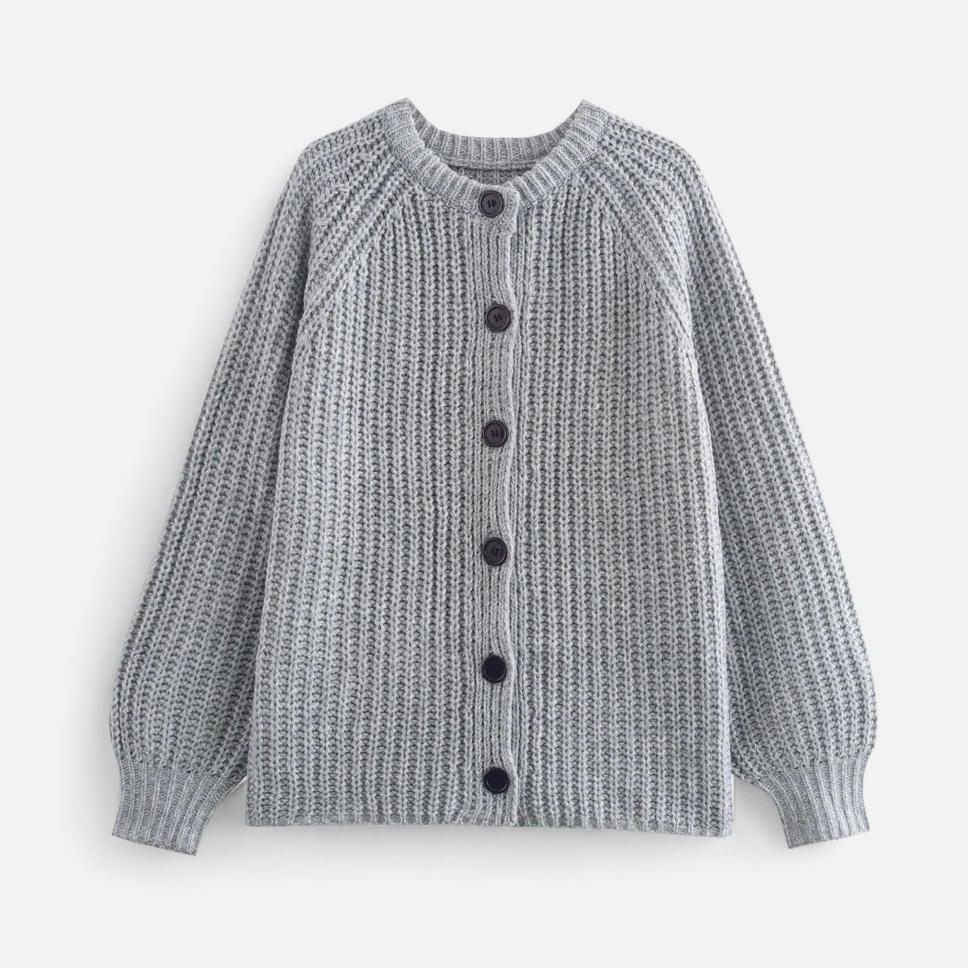 Gilet femme maille épais boutonné gris foncé - LuxeStyle