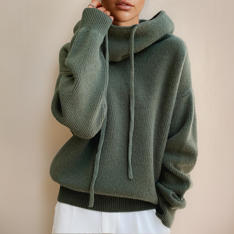 Sweat à capuche doux vert femme - LuxeStyle