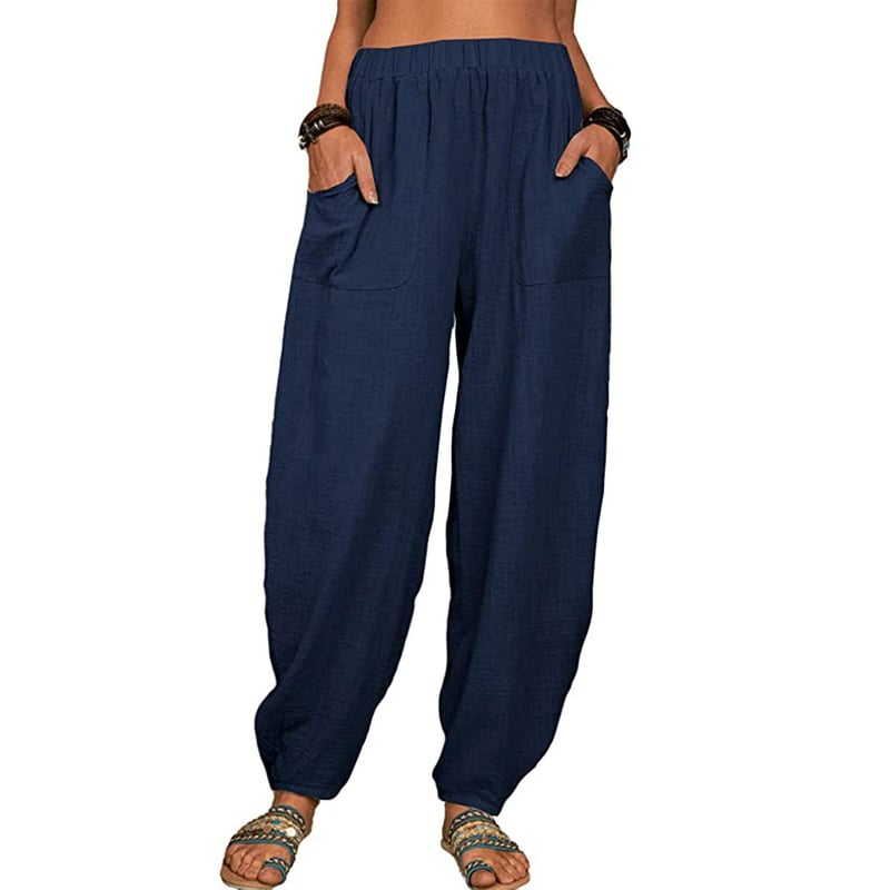 Pantalon Lin Femme Élégant avec Poches