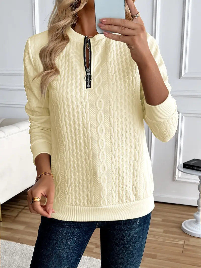 Pull Femme Élégant Hiver – Sweat Chic Zippé en Cachemire Doux