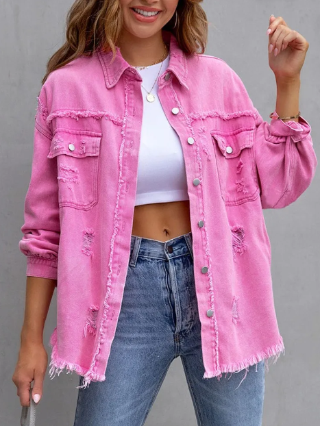 Blouson denim vert femme tendance