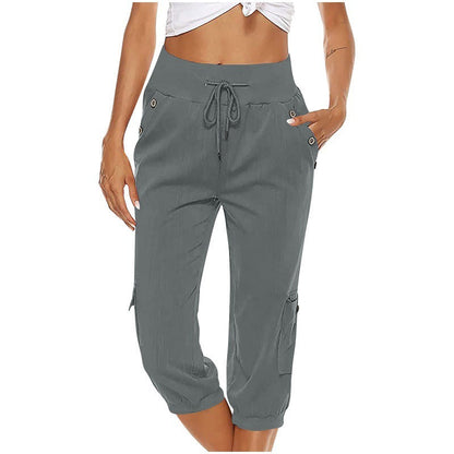 Pantalon court femme confortable avec poches élastiques