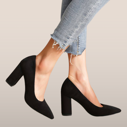 Chaussures femme élégantes en cuir noir à talons élevés - LuxeStyle