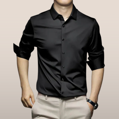 Chemise Homme Noir Classique à Manches Longues - LuxeStyle