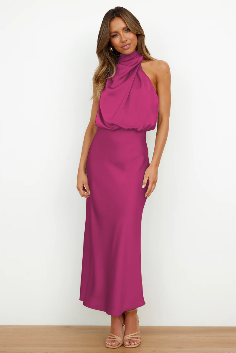 Robe Femme Élégante à Encolure Asymétrique