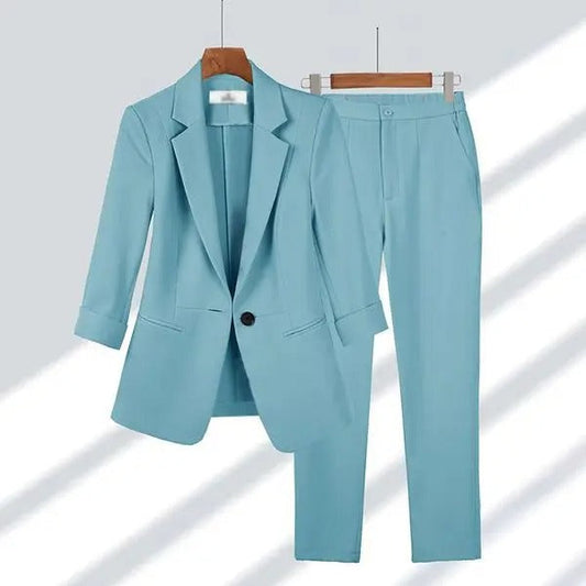 Costume Femme Business Chic Bleu Ciel - LuxeStyle