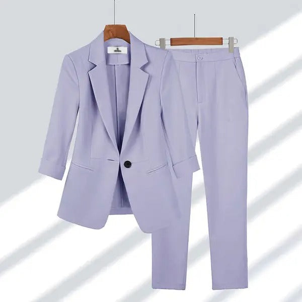 Costume Femme Business Chic Bleu Ciel
