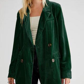 Veste Velours Élégante Col en V