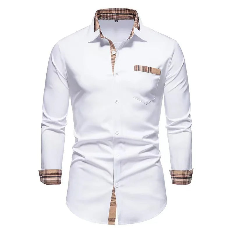 Chemise blanche classique à manches longues rayée - LuxeStyle