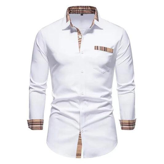 Chemise blanche classique à manches longues rayée - LuxeStyle