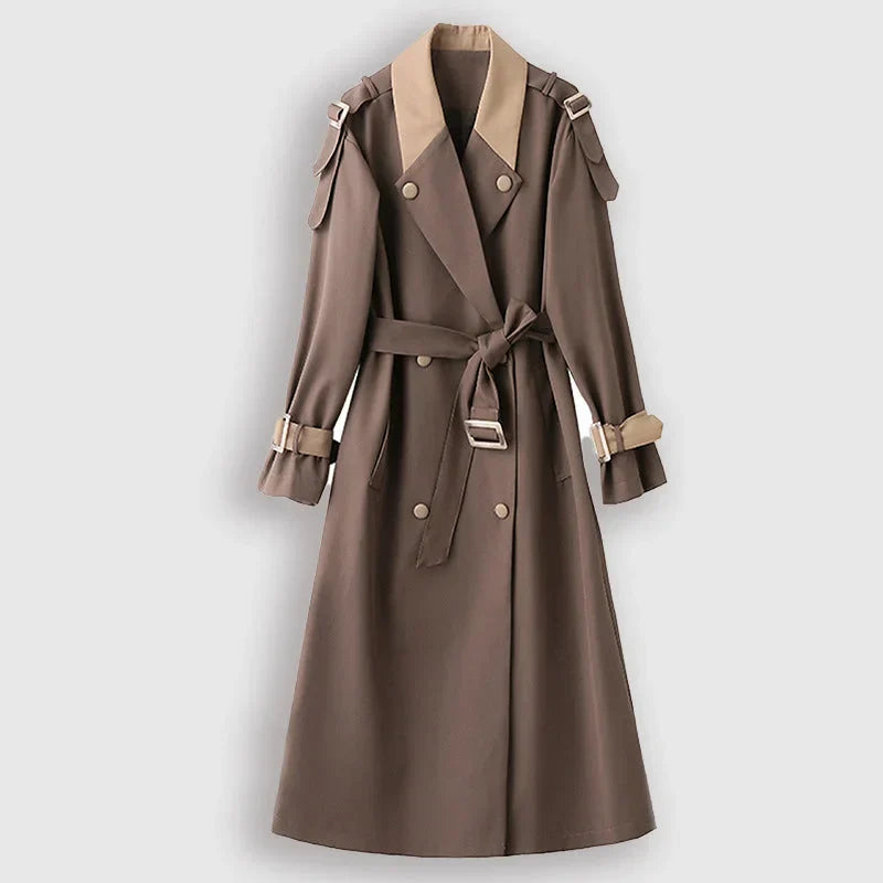 Manteau Long Élégant pour Femme avec Ceinture Réglable - LuxeStyle