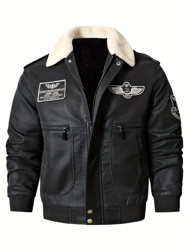 Veste Blouson Cuir Doublée pour Homme Hiver