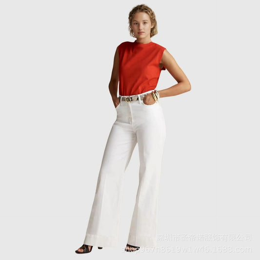 Jean femme confortable taille haute avec poches et style décontracté - LuxeStyle