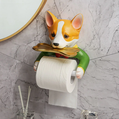 Support de rouleau de papier toilette mignon pour chien