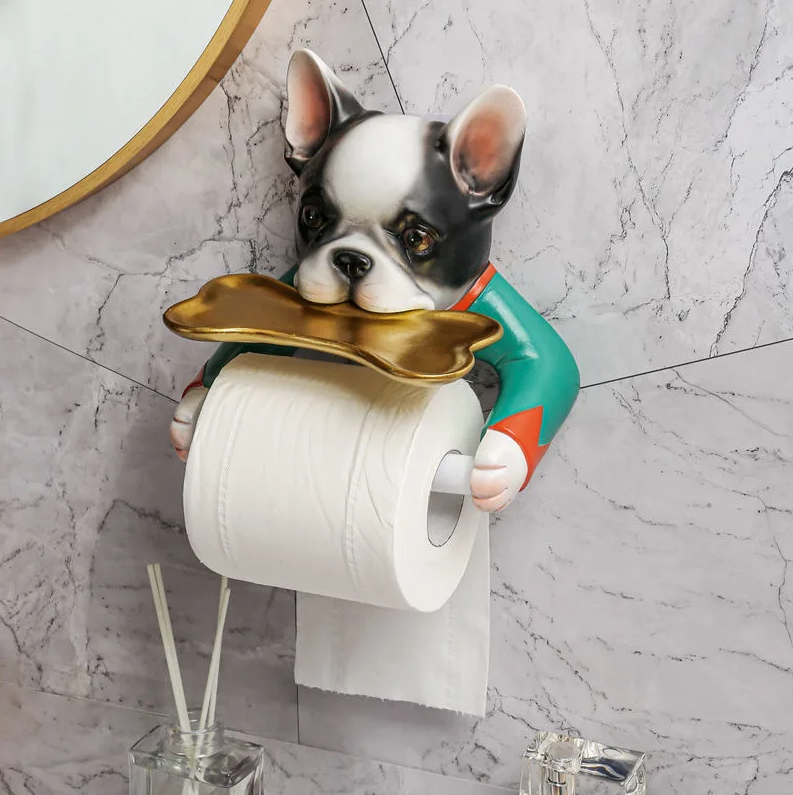 Support de rouleau de papier toilette mignon pour chien