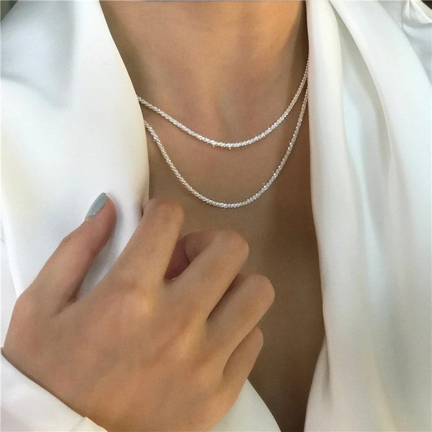 Collier Femme À Deux Tours Élégant Argent - LuxeStyle