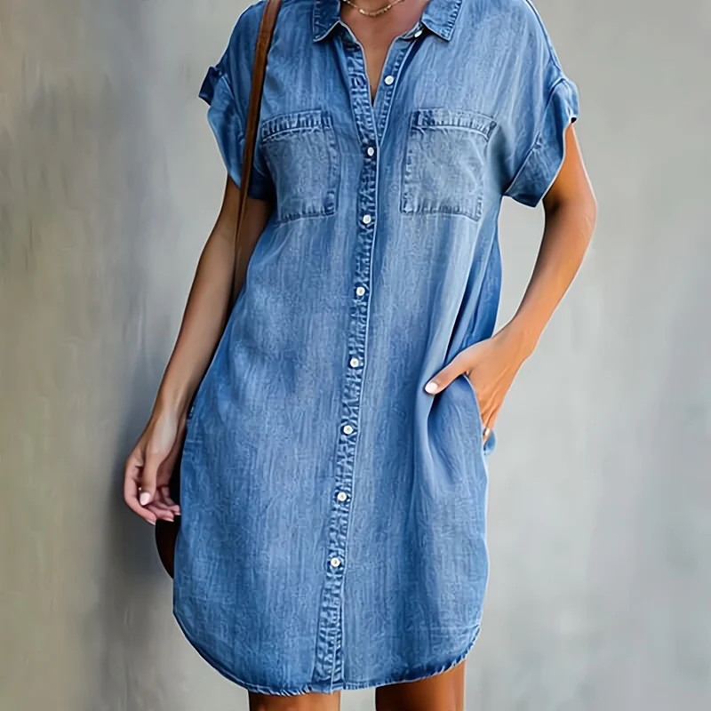 Robe Élégante Mi-Longue avec Fermeture Boutons pour Femmes - LuxeStyle