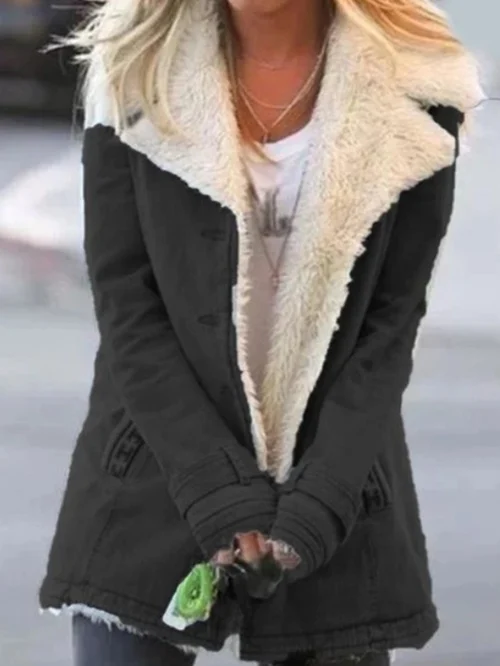 Manteau femme hivernal vert foncé à col ample