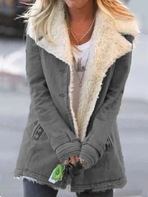 Manteau femme hivernal vert foncé à col ample