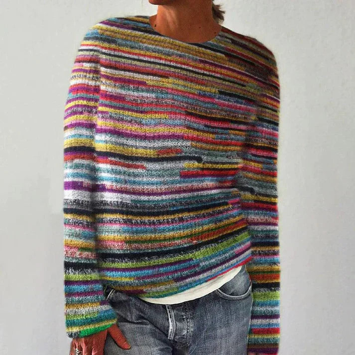 Pull coloré à rayures pour femme hiver - LuxeStyle