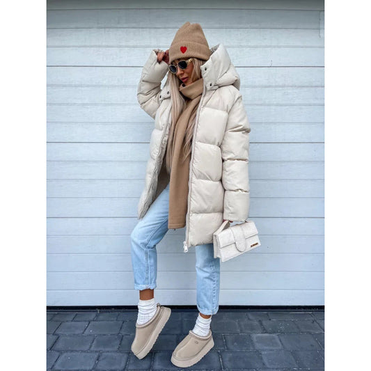 Manteau Femme Hiver Douillet avec Capuche et Éclair - LuxeStyle