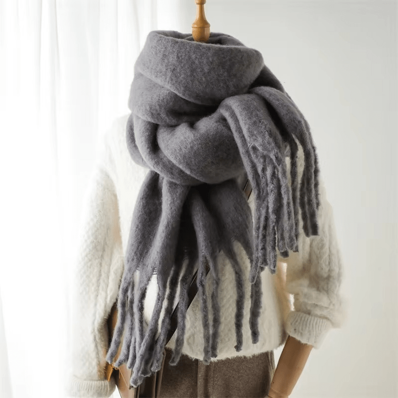 Écharpe Femme Laine Miel avec Franges Déco