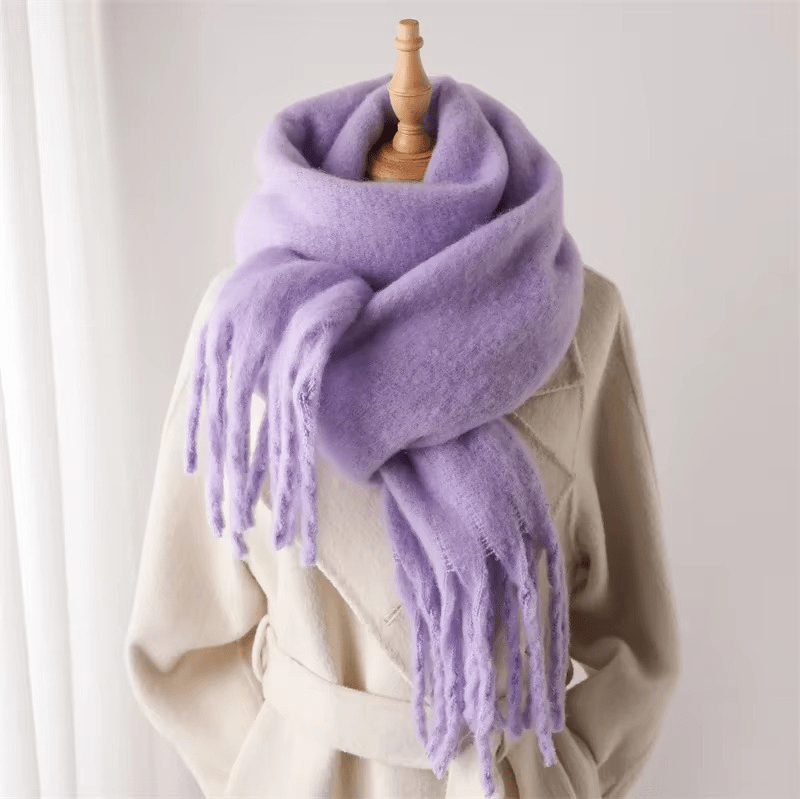 Écharpe Femme Laine Miel avec Franges Déco