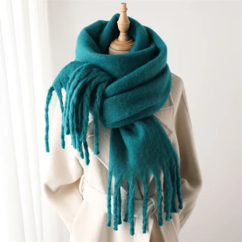 Écharpe Femme Laine Miel avec Franges Déco