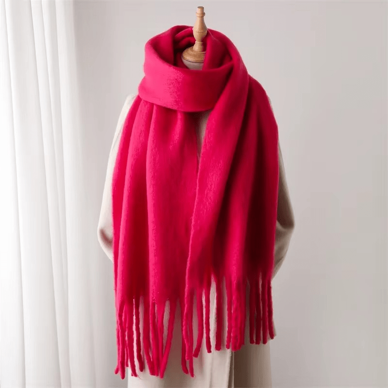 Écharpe Femme Laine Miel avec Franges Déco
