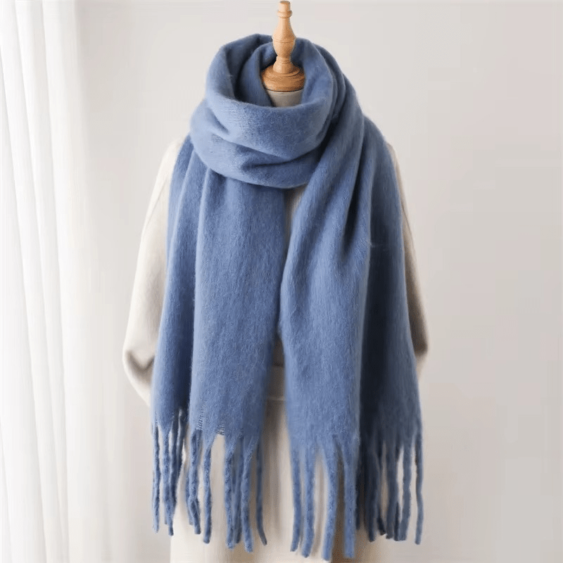 Écharpe Femme Laine Miel avec Franges Déco