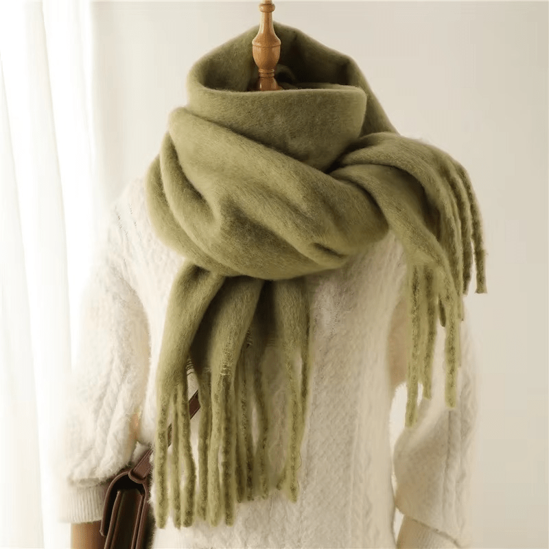 Écharpe Femme Laine Miel avec Franges Déco