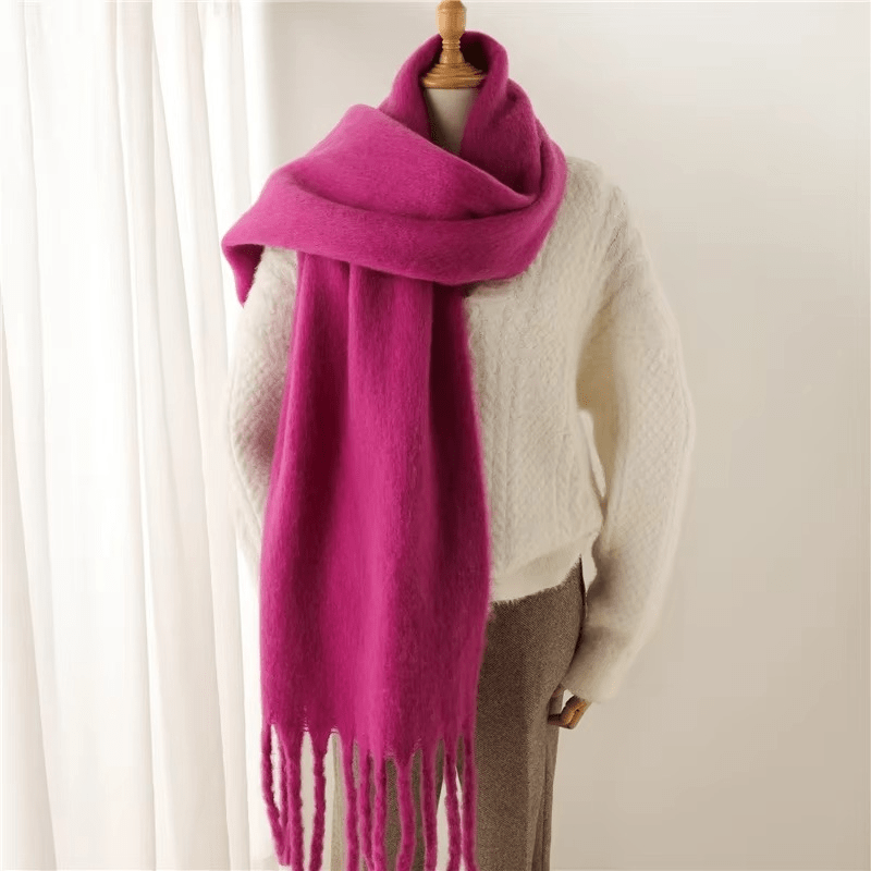 Écharpe Femme Laine Miel avec Franges Déco