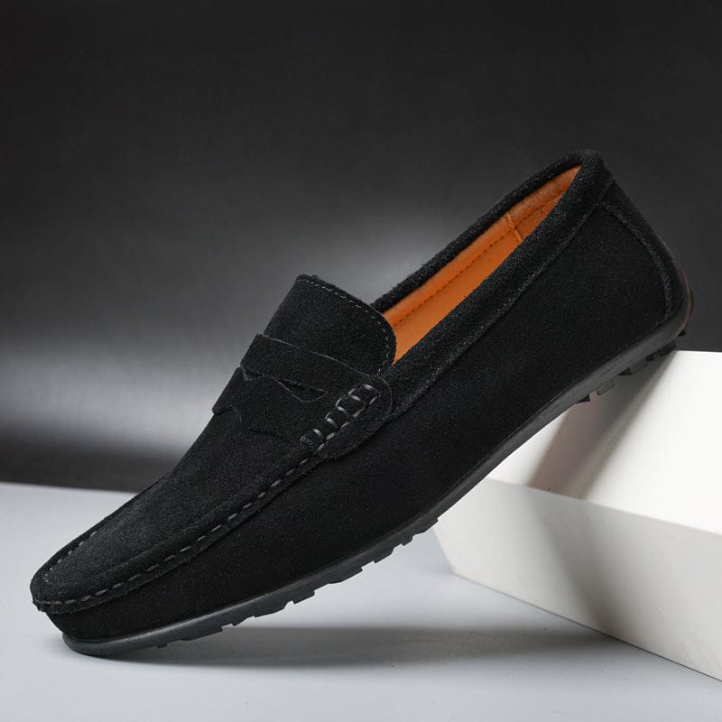 Mocassins Cuir Marine Élégant Homme