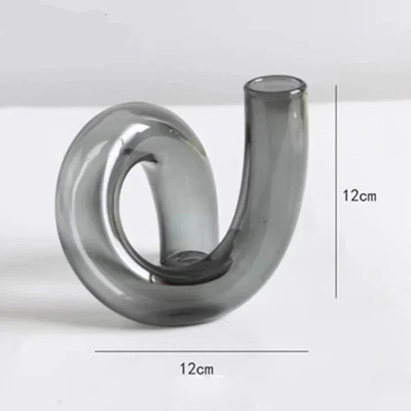 Vase Verre Décoratif Fleuri sur Pied