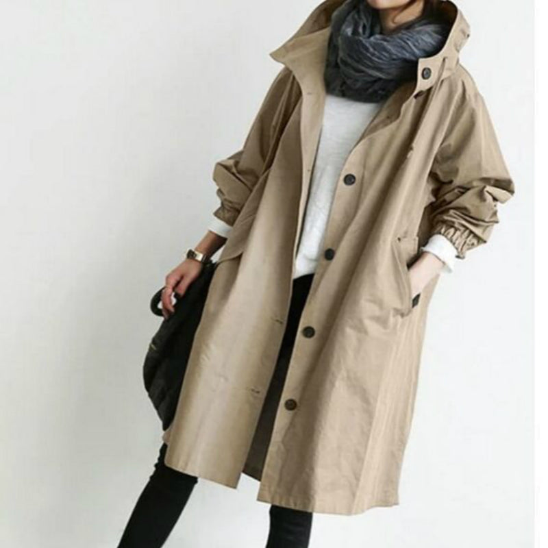 Imperméable Long Femme avec Capuchon Réglable pour Pluie - LuxeStyle