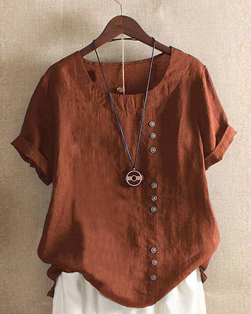 Blouse Lin Femme Élégante Rose