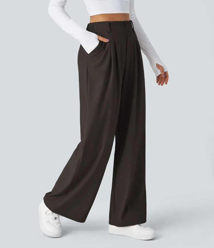 Pantalon de travail femme confortable taille haute élégant - LuxeStyle