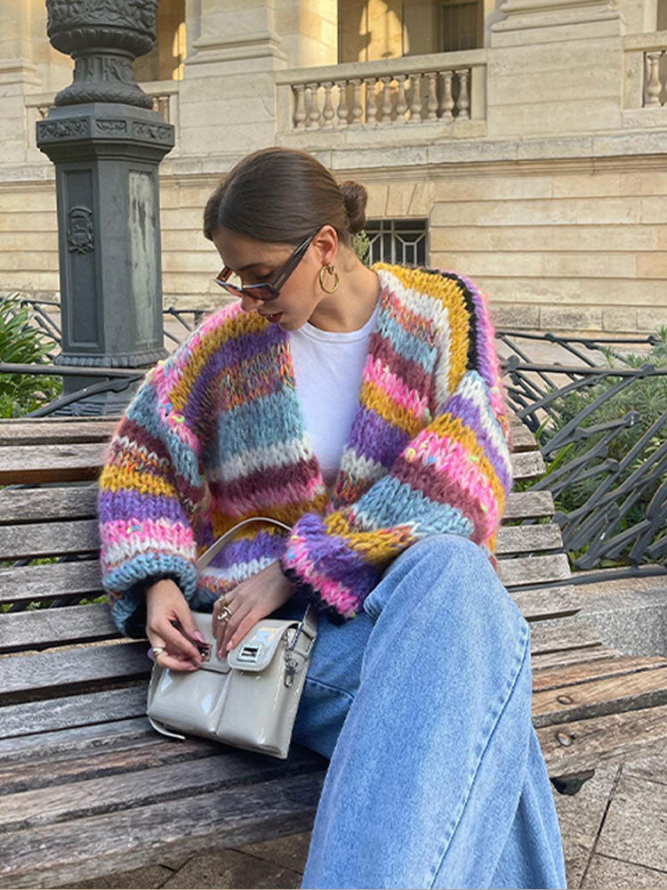 Cardigan Femme Hiver Coloré