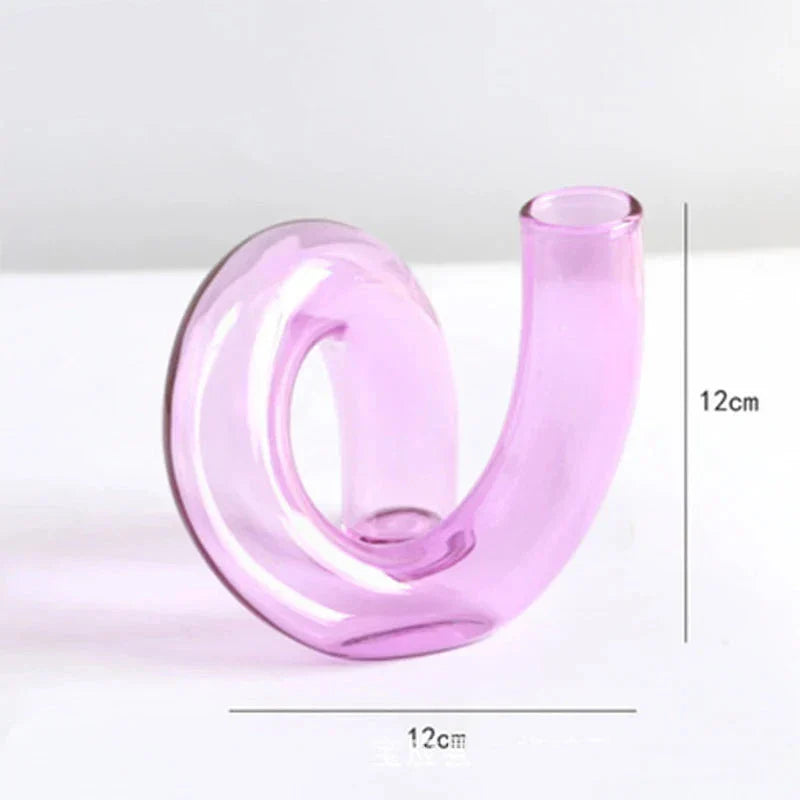 Vase Verre Décoratif Fleuri sur Pied