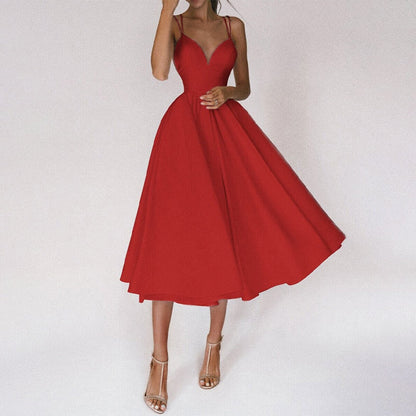 EclatNu™ – Robe Femme Longue Élégante Col en V & Dos Nu