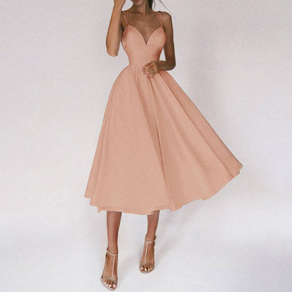 EclatNu™ – Robe Femme Longue Élégante Col en V & Dos Nu