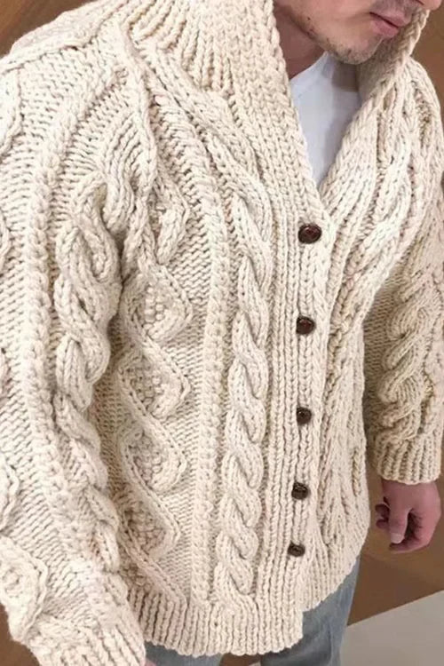 Cardigan Homme Élégant avec Col Coloré