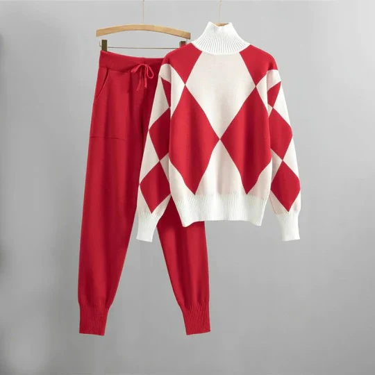 Tenue Décontractée Femme Col Roulé et Pantalon Molleton