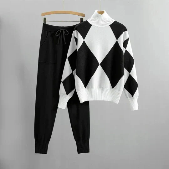 Tenue Décontractée Femme Col Roulé et Pantalon Molleton