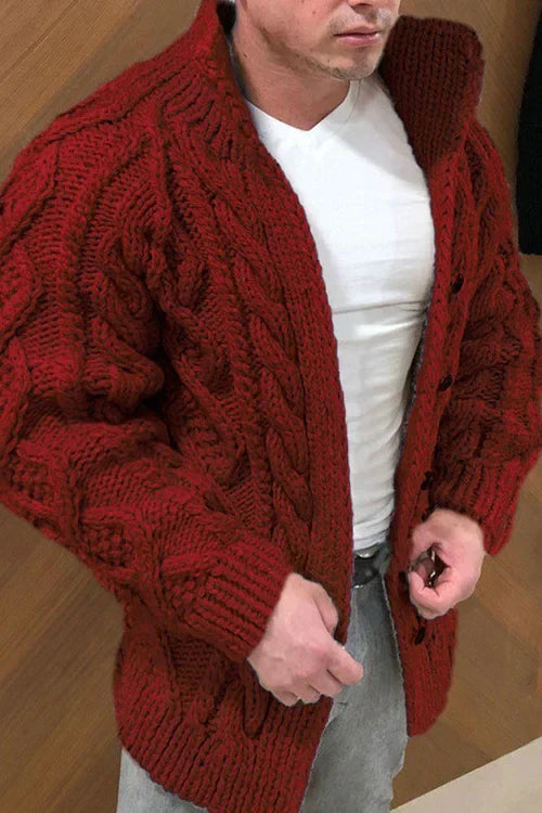 Cardigan Homme Élégant avec Col Coloré